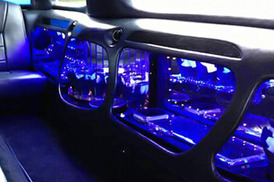 built-in bar on the limo