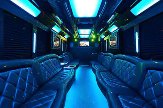 inside the elegant limo bus