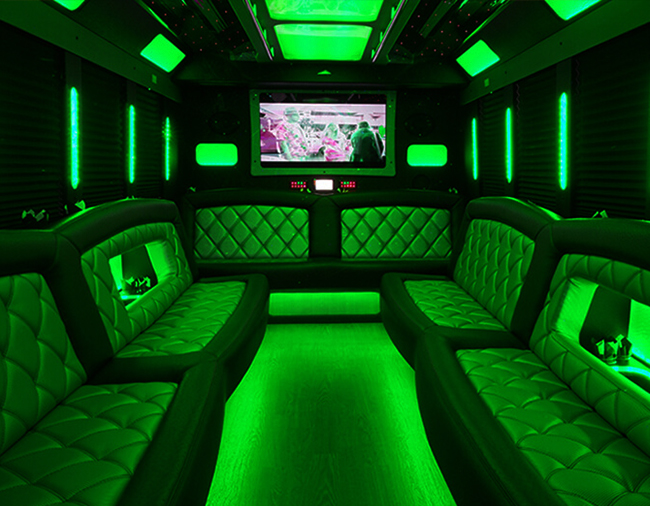 inside a limo bus